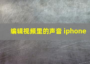 编辑视频里的声音 iphone